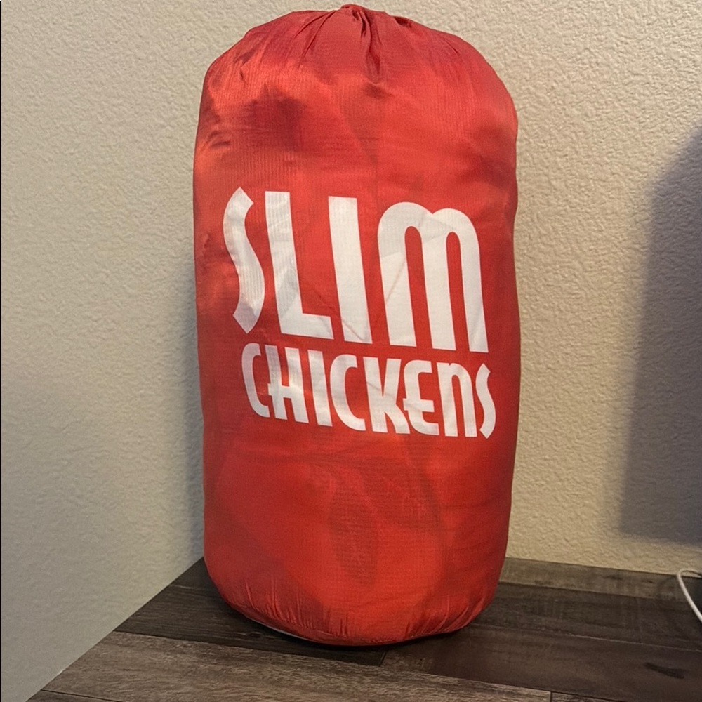 Slim Chickens Red Packable puffy blanket